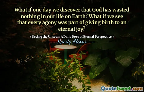 Ce se întâmplă dacă într -o zi descoperim că Dumnezeu nu a pierdut nimic în viața noastră pe pământ? Ce se întâmplă dacă vedem că fiecare agonie făcea parte din nașterea unei bucurie eternă?