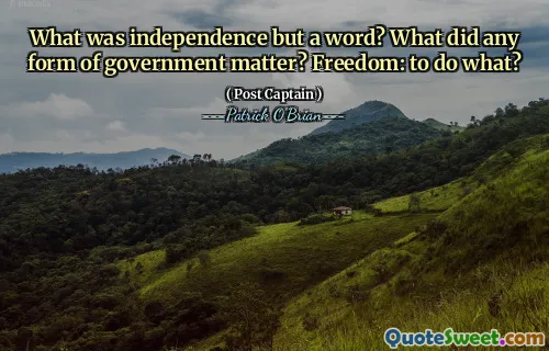 What was independence but a word? What did any form of government matter? Freedom: to do what?