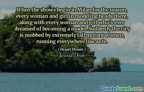 When the shows begin in Milan for the season, every woman and girl in modeling heads there, along with every woman and girl who's ever dreamed of becoming a model. Suddenly the city is mobbed by extremely tall mutant women, running everywhere like ants.