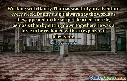 Die Zusammenarbeit mit Danny Thomas war jede Woche ein echtes Abenteuer. Danny sagte die Worte nicht immer so, wie sie im Drehbuch standen. Ich habe durch Osmose mehr gelernt als durch gemeinsames Hinsetzen. Er war eine Kraft, mit der man rechnen musste: ein Entdecker des Fernsehens.